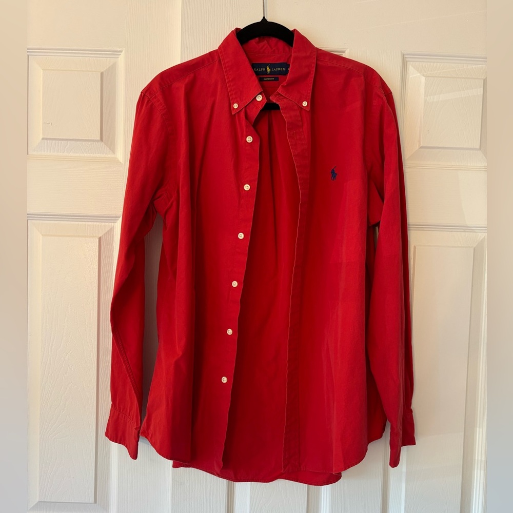 Ralph Lauren Men's Vibrant Red Casual Button Up Shirt